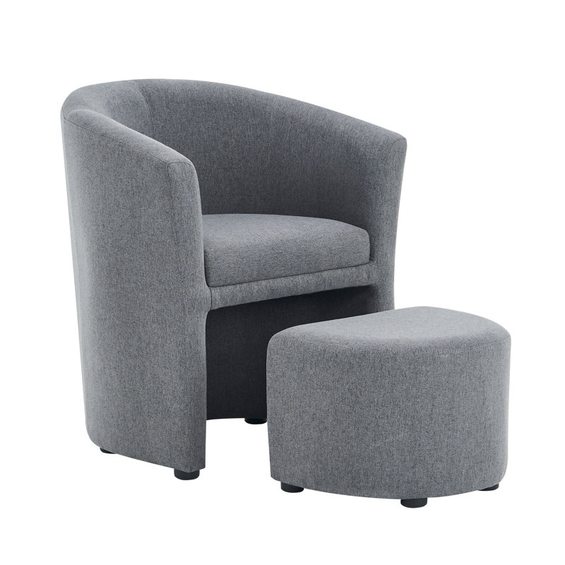 Porthos Home Adela Fabric Upholstered Barrel Accent Chair with Ottoman